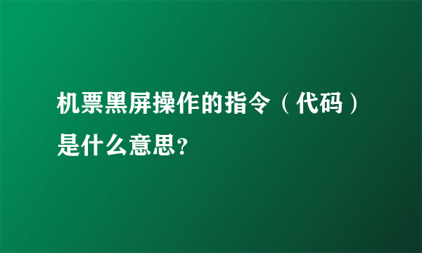 机票黑屏操作的指令（代码）是什么意思？