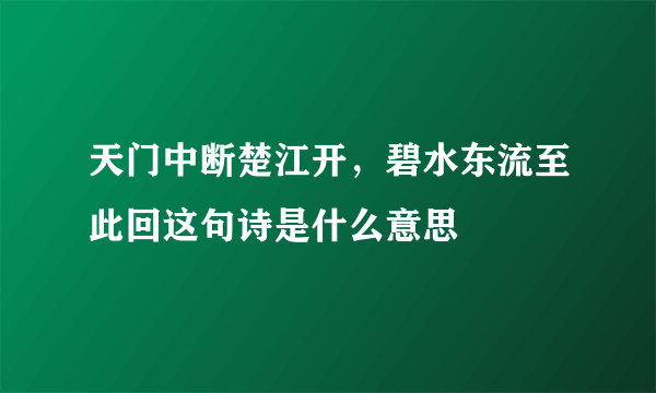 天门中断楚江开，碧水东流至此回这句诗是什么意思