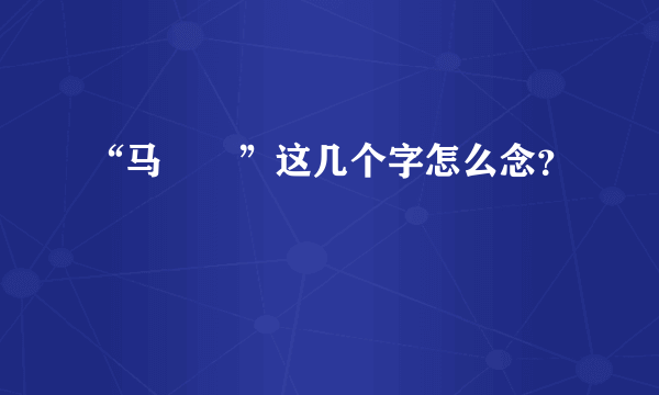 “马騳骉”这几个字怎么念？