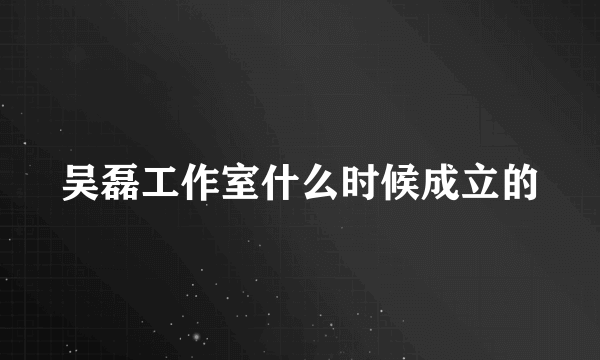 吴磊工作室什么时候成立的