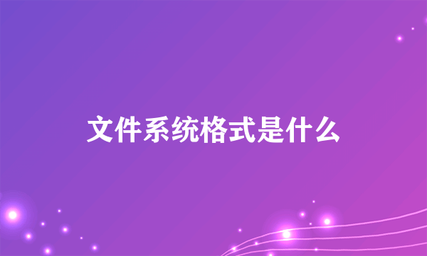 文件系统格式是什么