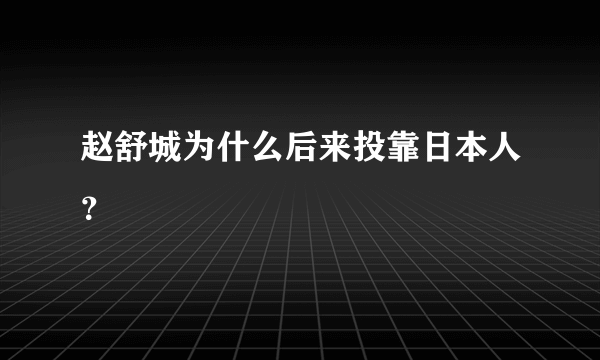 赵舒城为什么后来投靠日本人？