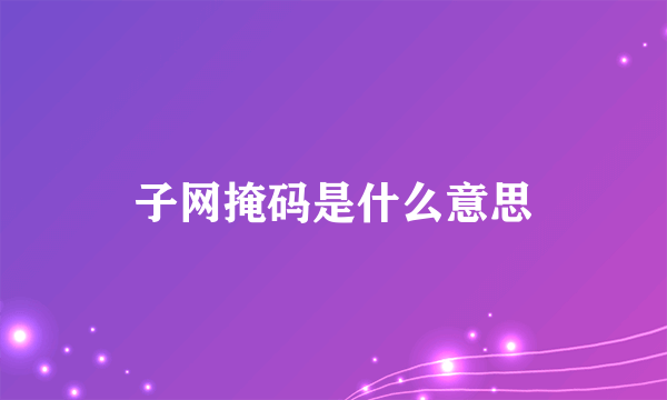 子网掩码是什么意思