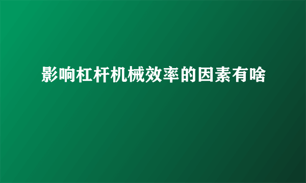 影响杠杆机械效率的因素有啥