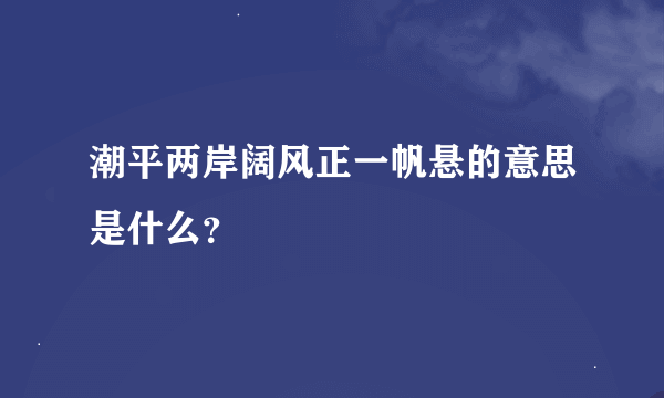 潮平两岸阔风正一帆悬的意思是什么？