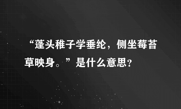 “蓬头稚子学垂纶，侧坐莓苔草映身。”是什么意思？