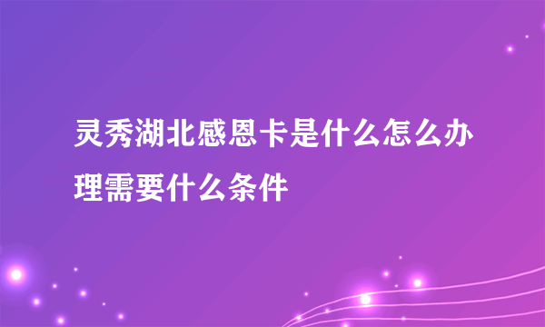 灵秀湖北感恩卡是什么怎么办理需要什么条件