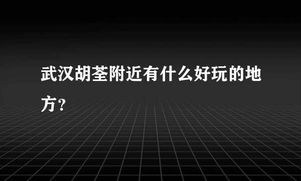 武汉胡荃附近有什么好玩的地方？