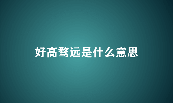 好高骛远是什么意思