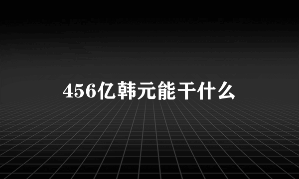 456亿韩元能干什么