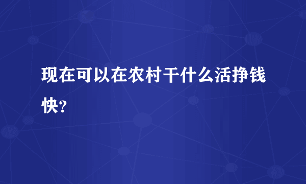 现在可以在农村干什么活挣钱快？