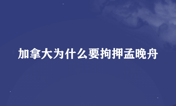 加拿大为什么要拘押孟晚舟