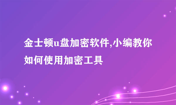 金士顿u盘加密软件,小编教你如何使用加密工具