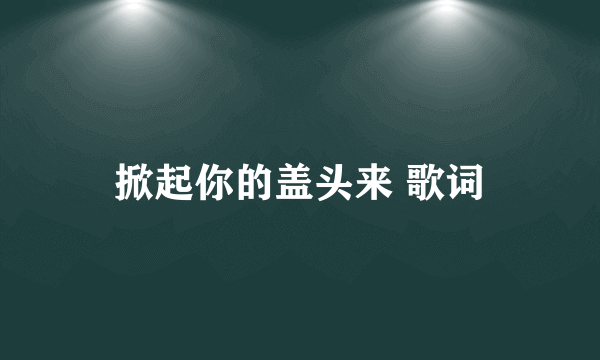 掀起你的盖头来 歌词