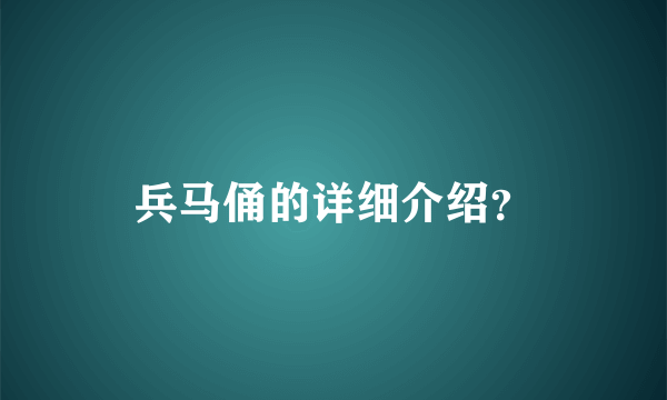 兵马俑的详细介绍？