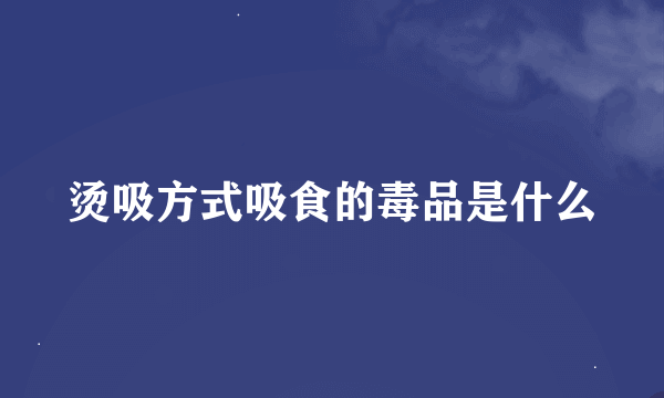 烫吸方式吸食的毒品是什么