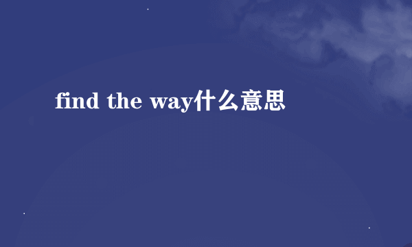 find the way什么意思