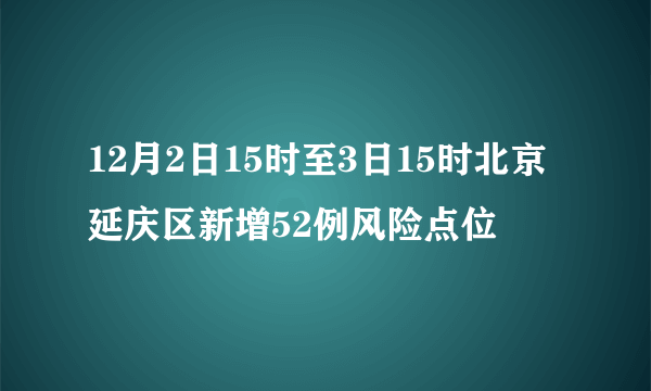 12月2日15时至3日15时北京延庆区新增52例风险点位