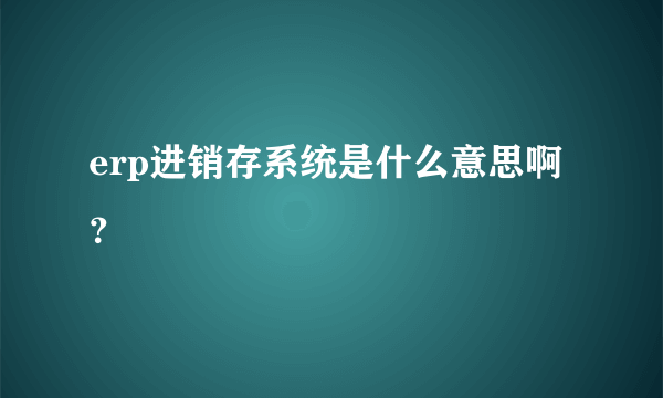 erp进销存系统是什么意思啊？