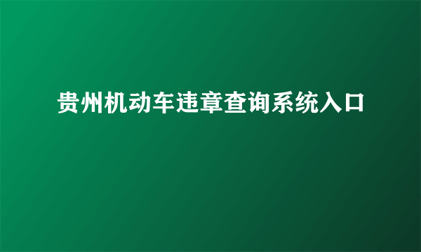 贵州机动车违章查询系统入口