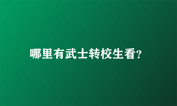 哪里有武士转校生看？