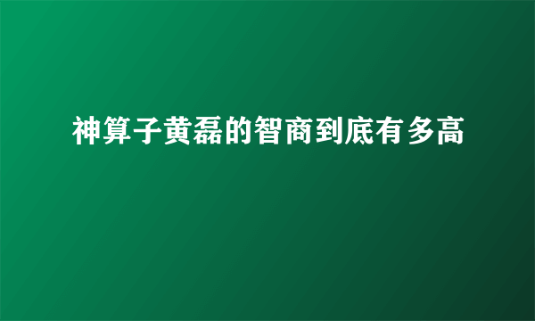 神算子黄磊的智商到底有多高