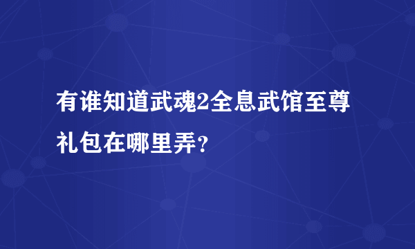 有谁知道武魂2全息武馆至尊礼包在哪里弄？