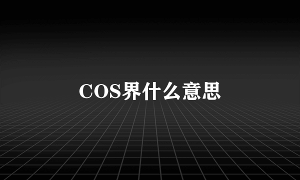 COS界什么意思