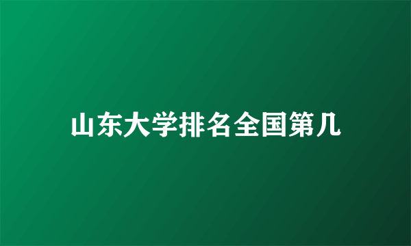 山东大学排名全国第几