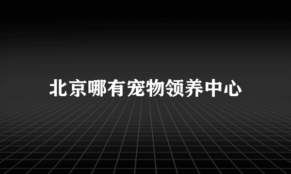 北京哪有宠物领养中心