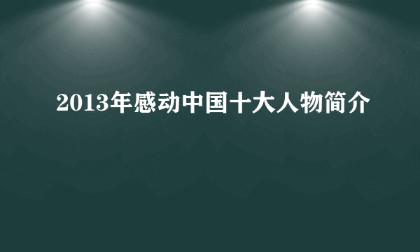 2013年感动中国十大人物简介