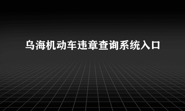 乌海机动车违章查询系统入口