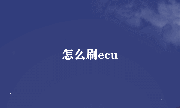 怎么刷ecu