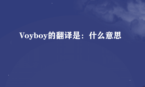 Voyboy的翻译是：什么意思