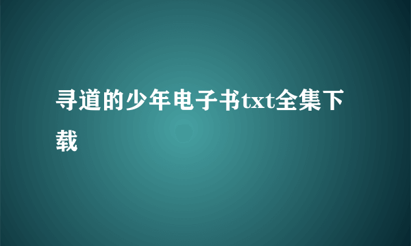 寻道的少年电子书txt全集下载