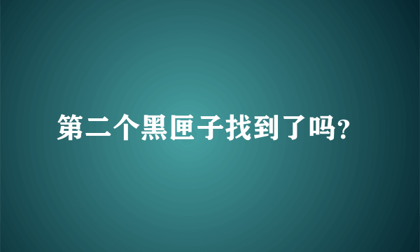 第二个黑匣子找到了吗？