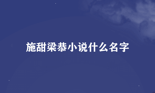 施甜梁恭小说什么名字