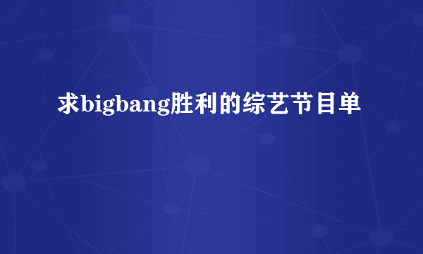 求bigbang胜利的综艺节目单