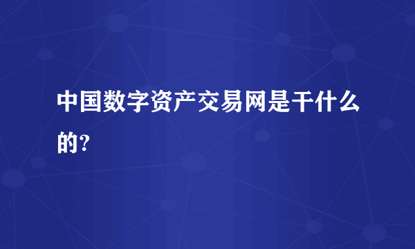 中国数字资产交易网是干什么的?