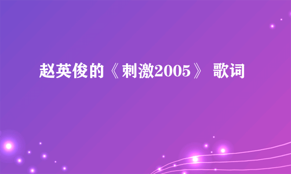 赵英俊的《刺激2005》 歌词