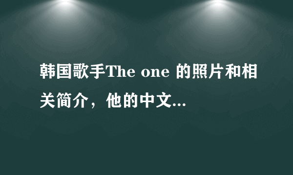 韩国歌手The one 的照片和相关简介，他的中文名字是什么？