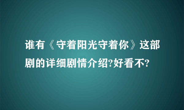 谁有《守着阳光守着你》这部剧的详细剧情介绍?好看不?