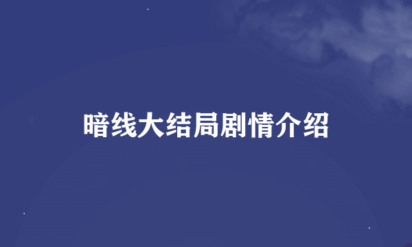 暗线大结局剧情介绍