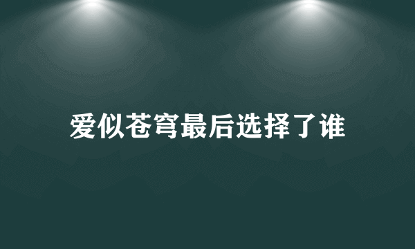 爱似苍穹最后选择了谁