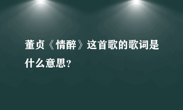 董贞《情醉》这首歌的歌词是什么意思？