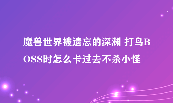 魔兽世界被遗忘的深渊 打鸟BOSS时怎么卡过去不杀小怪