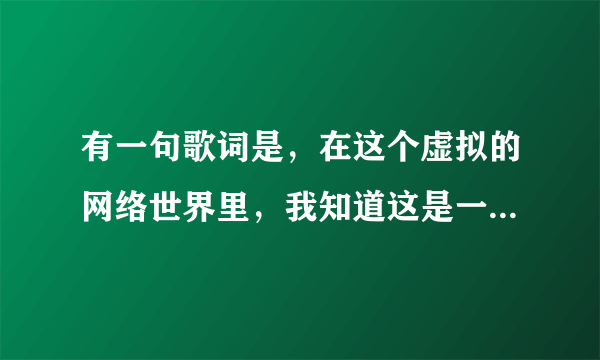 有一句歌词是，在这个虚拟的网络世界里，我知道这是一个女网络歌手唱的，有谁知道这是什么歌嘛？