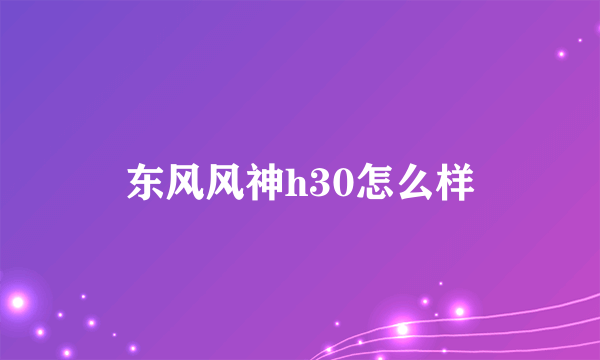 东风风神h30怎么样