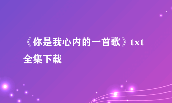 《你是我心内的一首歌》txt全集下载