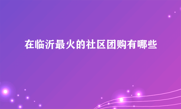 在临沂最火的社区团购有哪些